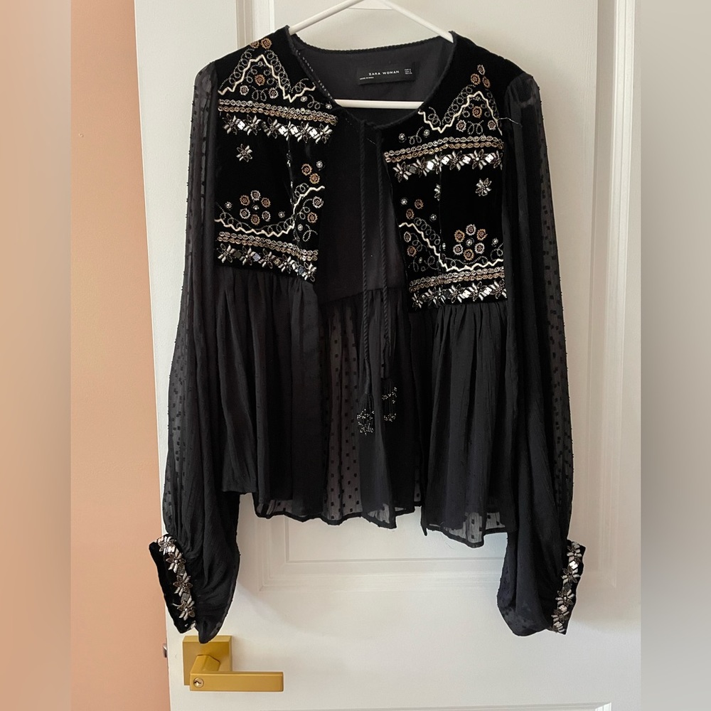Zara Size Small black embellished jacket/top